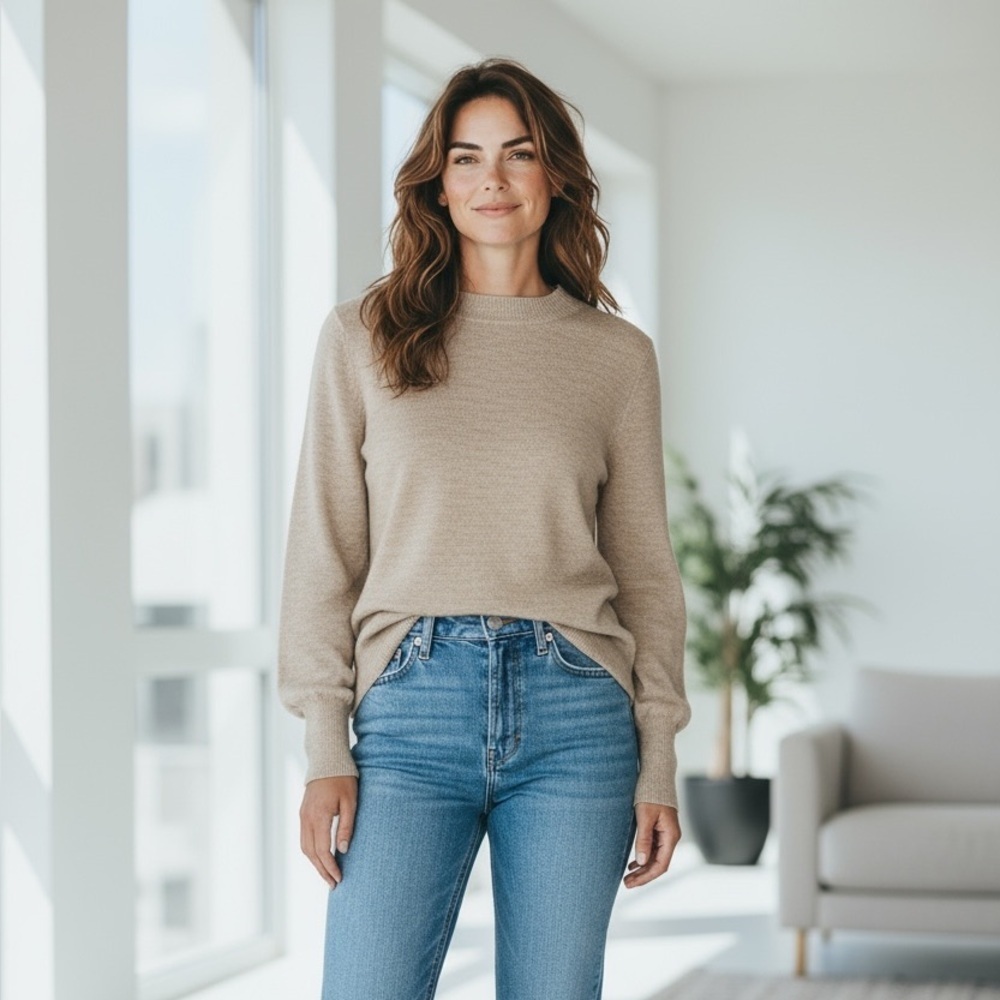 Badgley Mischka Beige Sweater - Designer - Casual - Size Large